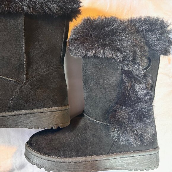 Sonoma Goods For Life® Black Alainaa Girls Cozy Boots with Faux Fur Kids size 12 - Picture 1 of 4